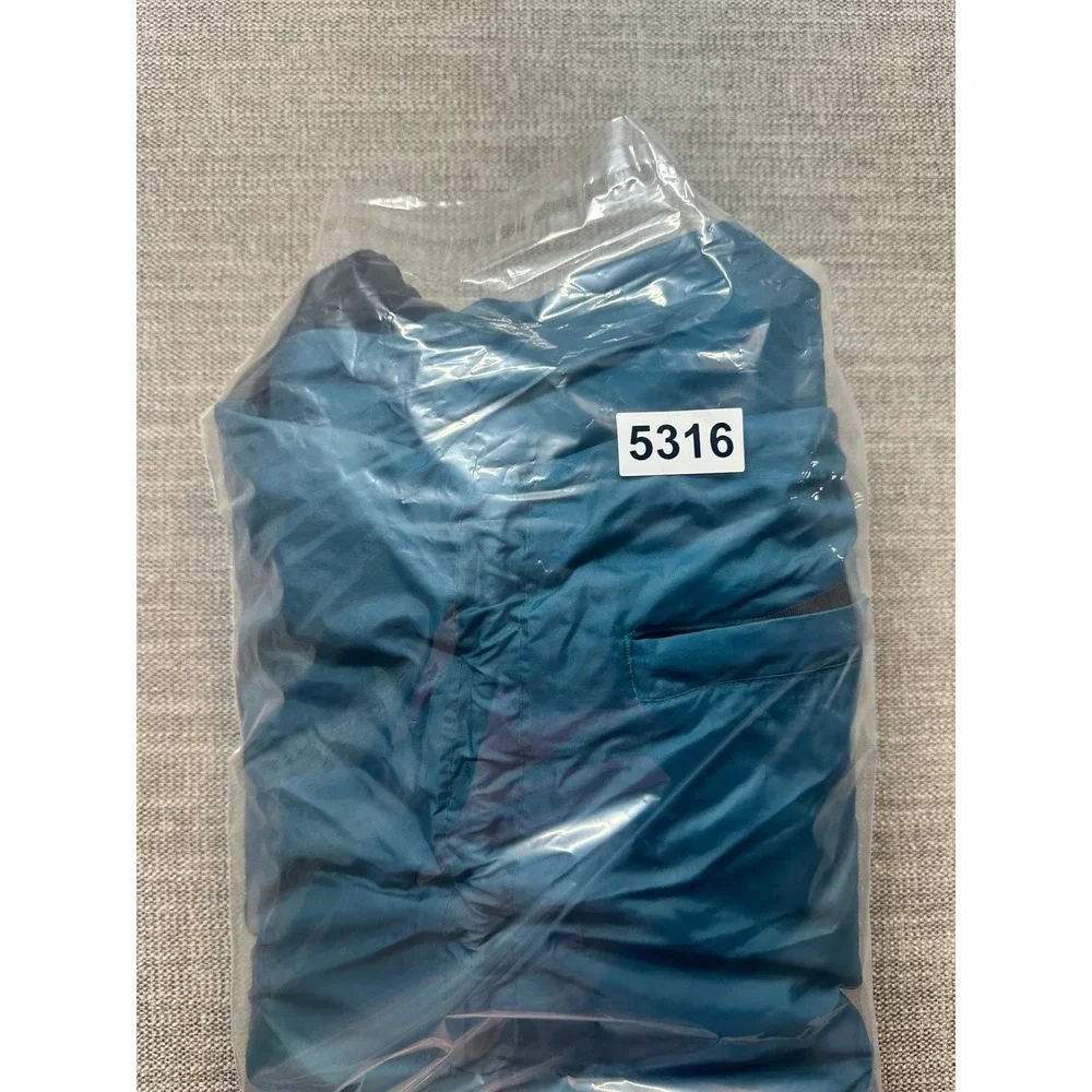 Helly Hansen Rain Jacket Mens M Teal Black Good Packable Hooded Windbreaker